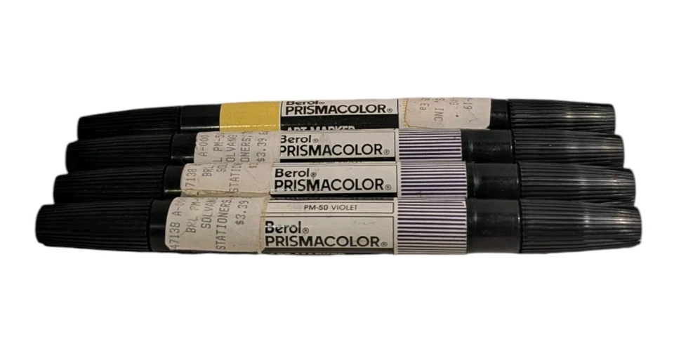 Marcadores artísticos permanentes vintage Berol Prismacolor doble punta lote de 4 probados G Foto 1 de 3