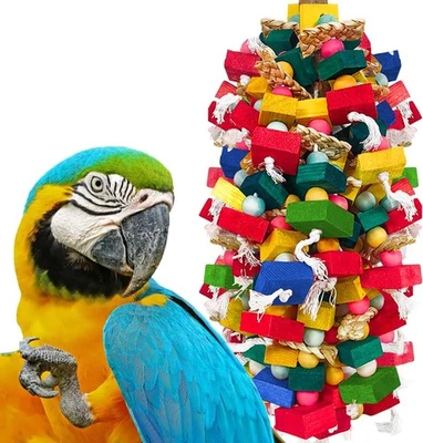 Juguetes grandes para loros para guacamayos juguetes grandes para pájaros juguetes para cacatúas madera natural Foto 1 de 4