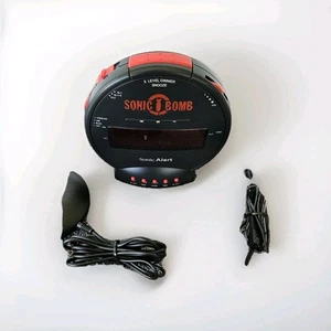 Sonic Bomb Extra-Loud Dual Alarm Clock Vibrating Bed Shaker Easy Alarm Black - Picture 1 of 6