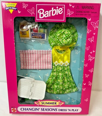 Barbie Changin’ Seasons Dress 'N Play 2003 Mattel conjunto de picnic de verano en caja original Foto 1 de 4