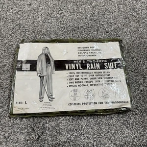 Vintage Mens 2 Piece Vinyl Camo Rain Suit Size Large - Picture 1 of 4