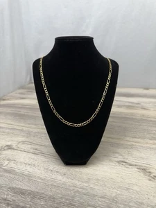 925 Sterling Silver Figaro Chain Necklace for Men 14K Gold Plated 4.3mm 24” 12g - Picture 1 of 6