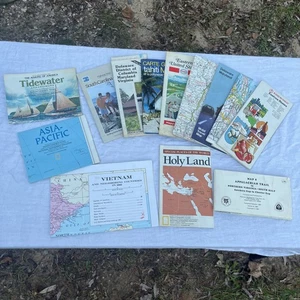 Lot Of 13 Vintage Travel Guides Antique World Maps Historical Ephemera Estate - Picture 1 of 13