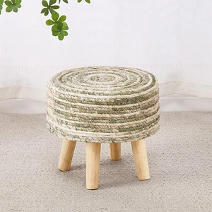 Round Ottoman Natural Seagrass Footstool Hand Weave Water Hyacinth Poufs Eco ... - Picture 1 of 7
