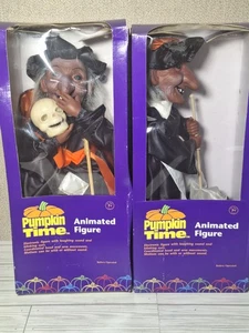 2 Halloween Witch Set Pumpkin Time 16” Vampire Animated Motion Vintage - Picture 1 of 14