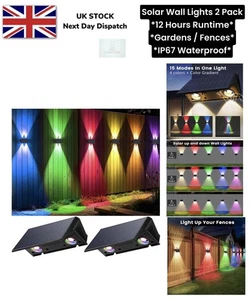 Up Down Leuchten Solar Wandleuchten Außen RGB Leuchten Wandmontage Zaun Wandleuchte - Bild 1 von 20