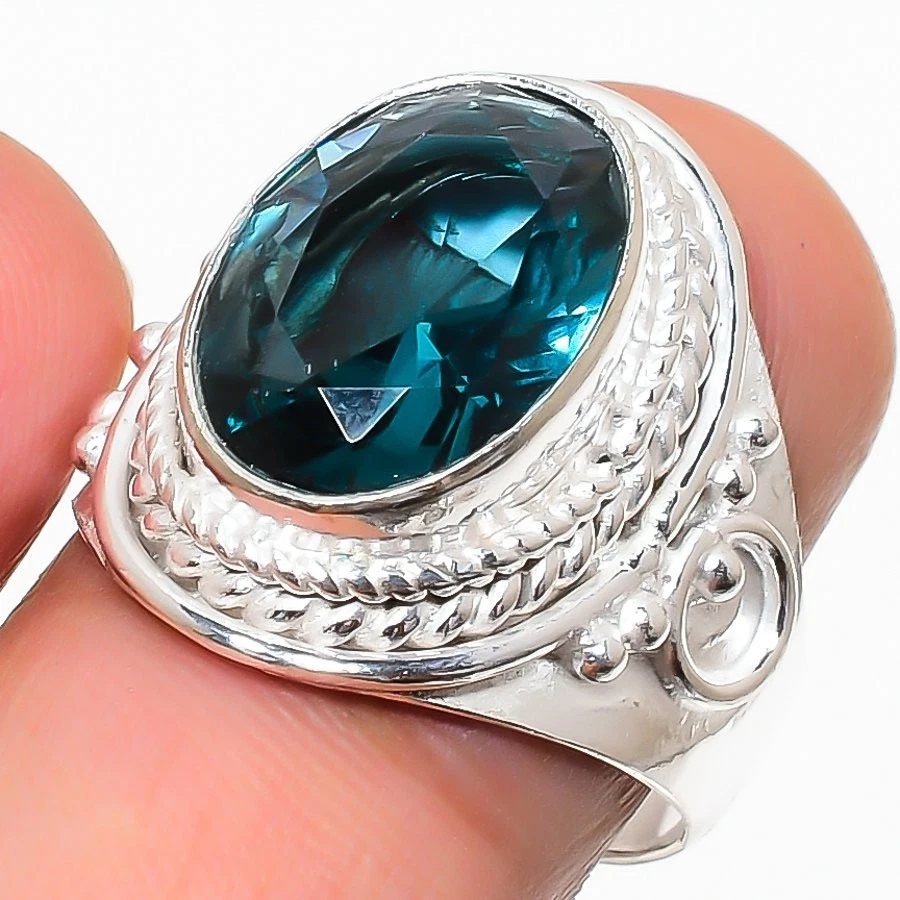 Anillo de plata esterlina 925 con piedras preciosas de topacio azul de Londres para regalo Foto 1 de 1