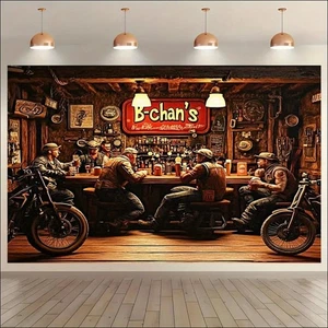 Vintage Bar Polyester Fotohintergrund & Partybanner für Feiern - Bild 1 von 11