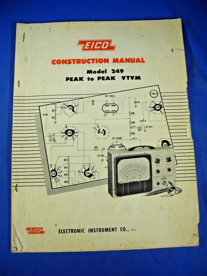 ¡Original! Manual de construcción EICO 249 Peak-to-Peak VTVM (¡Envío gratuito!) Foto 1 de 4