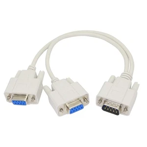 PNGKNYOCN 30cm DB9 Y Splitter Cable DB9 9 Pin 1 Male to 2 Female Rs232 Serial S - Picture 1 of 8