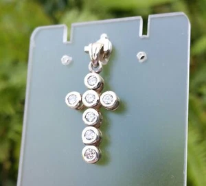 Cubic Zirconia Silver Cross Pendant - 307G2 - Real 925 Sterling Silver - Picture 1 of 1