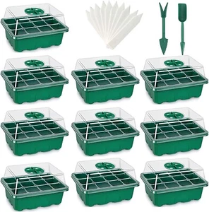 10 Pack 120 Cells Seedling Starter Trays Seed Starter Tray Humidity Seed Trays - Picture 1 of 8