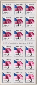 United States Scott 2886a MNH 1994 (32¢)x18 "G" Flag Self-Adhesive Booklet Pane - Picture 1 of 1