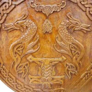 Handcrafted Viking Round Shield 24" Wooden Shield with Dual Dragon Design | LARP - Picture 1 of 5