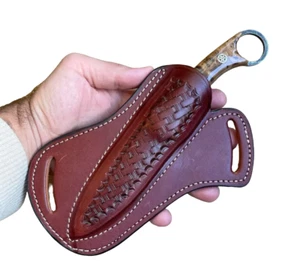 Leather Sheath Fixed Blade Knife Custom-Fitted Accessory Hunting Camping Outdoor - Picture 1 of 1