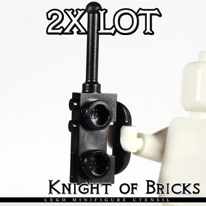 LEGO 2x Lot Minifigure BLACK Utensil Radio with Detailed Grille Walkie Talkie - Picture 1 of 4