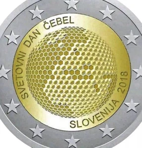 Slovenia 🇸🇮 Moneta 2€ Euro 2018 Ape World Connection Miele Nuova UNC Insetto Animale - Foto 1 di 3