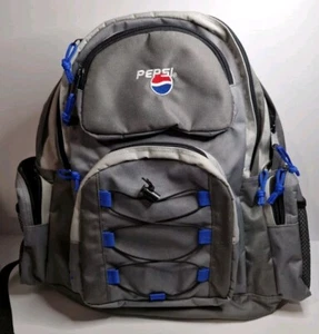 Pepsi Logo Grey Large Back Pack Bag Durable Fabric New Never Used Lot Of Pockets - Picture 1 of 10