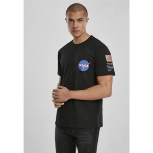 Mister Tee Nasa Insignia Logo Flag Tee USA Crew Neck Short Black Space - Picture 1 of 56