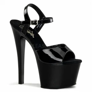 Pleaser Sexy Exotic Dancing Black 7" High Heels Open Toe Platforms Shoes Sky-309 - Picture 1 of 5
