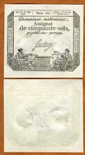France, Assignat, 50 Sols, 1793, P-A70b, UNC