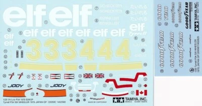 Decalcomanie Tamiya per 1/20 Tyrrell P34 SIX WHEELER 1976 F1. Articolo 20058 ... - Immagine 1 di 2