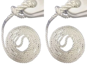 Paquete de 2 cuerdas de guardabarros de poliéster de 3 hilos cordón de 8 mm x 2 mtr con bucle de 70 mm VS9 - Imagen 1 de 6