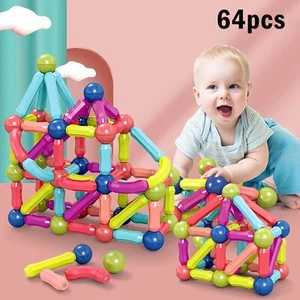 64stk Blocks Magnetic Building Kinder Spielzeug Magnetische Bausteine Blöcke - Bild 1 von 12