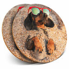 2 x Coasters - Dachshund Dog on the Beach Home Gift #3225