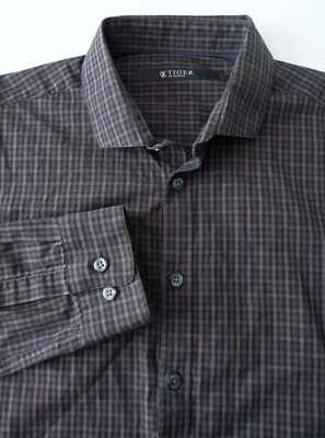 Tiger of Sweden Shirt Size 40 Brown/ Gray Plaid *24G1005p - Image 1 of 4