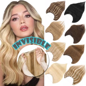 Clip In Wire In One Piece Russian Remy Human Hair Extensions Hidden Secret Wefts - Picture 1 of 59