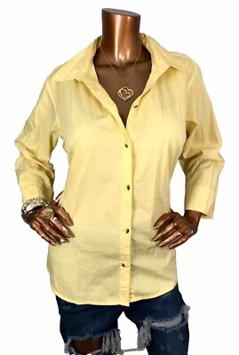 Columbia 1X Plus Top NWT Yellow Logo Button Up Shirt No-Iron 3/4 Sleeves Collar - Image 1 of 4