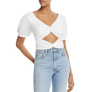 Lani White Cutout Puff Sleeve Top Blouse Shirt Final Sale - Picture 1 of 2