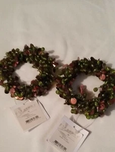 Set of 2, 4" Beaded Candle Rings by Seasons of Cannon Falls NWT - Picture 1 of 9