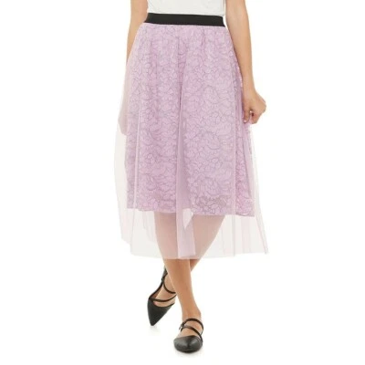 Women's ELLE Mesh Over Floral Lace Lilac Skirt Size M NEW WITH TAGS - Image 1 of 3