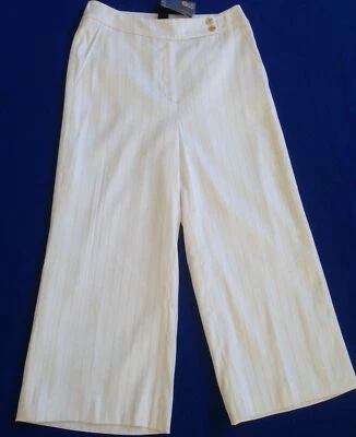 НОВЫЙ С ЯРЛЫКАМИ WHITE HOUSE ЧЕРНЫЙ РЫНОК 4 BEACH В ПОЛОСКУ CULOTTES БРЮКИ БЕЛЫЙ ЖЕЛТОВАТО-КОРИЧНЕВЫЙ $98 - Изображение 1 из 2