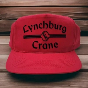 Vintage Lynchburg Crane Service Hat 80s 90s Snapback Cap Red With Black Logo - Picture 1 of 8