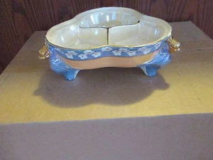 Early Japan Lusterware Luster Footed Divided Dish - Picture 1 of 6