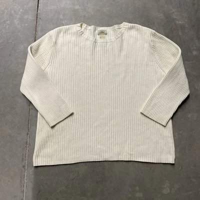 L.L. Bean женщин винтажная рубашка с длинным рукавом L вязаный хлопок белая полоса - Изображение 1 из 4