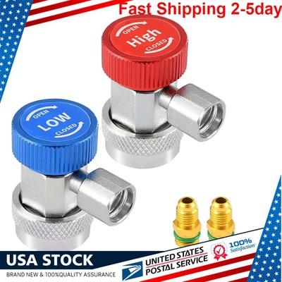 Adaptador de conector rápido 2 piezas R134A acoplador automático medidor de colector de CA bajo/alto HVAC Foto 1 de 4