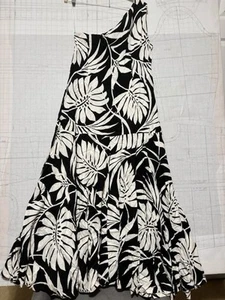 Vintage Hilo Hattie The Hawaiian Original Maxi Dress Black White One Shoulder 2X - Picture 1 of 8