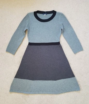 Tommy Hilfiger Sweater Dress  Black Gray Ribbed Long Sleeves Colorblock Medium  - Image 1 of 4