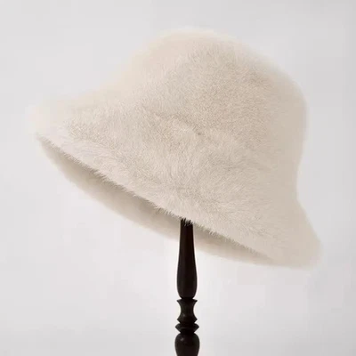 Chapéu balde de pele macia - Chapéu de inverno pescador quente pelúcia feminino grosso peludo falso - Imagem 1 de 4