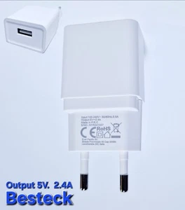 CARICABATTERIA alimentatore USB muro Besteck SMARTPHONE 5 Volt 2.4A Alta Qualità - Imagen 1 de 3