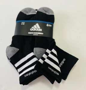 ADIDAS Men’s Quarter Aeroready Full Cushioned Footbed 6 Pack Black Shoe Sz 6-12 - Picture 1 of 9