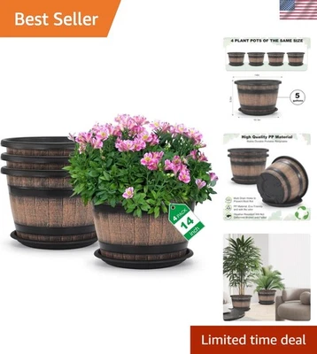 4件装大号5加仑植物壶-威士忌桶设计 — 第 1/4 张图片