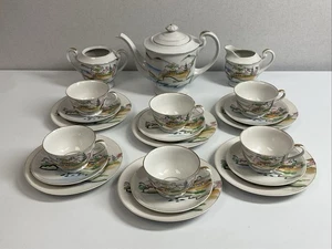 Vintage Japanese Hand painted Lithophane Tea Set - 21 Pieces EAC Japan Mark - Picture 1 of 18
