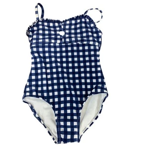 New Art Class Girls Size XS (4/5) Front Keyhole Blue Gingham Check 1PC Swimsuit - Picture 1 of 3