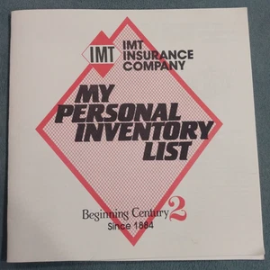 IMT Insurance Company My Personal Inventory List Booklet 8 1/2" x 8 1/2" - Picture 1 of 10