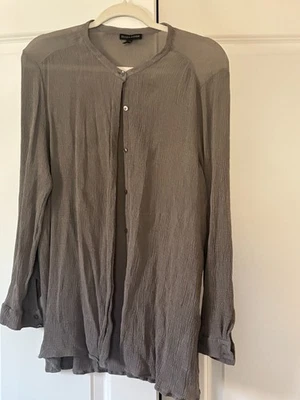Camisa de seda marrón grisáceo Eileen Fisher talla L Foto 1 de 4